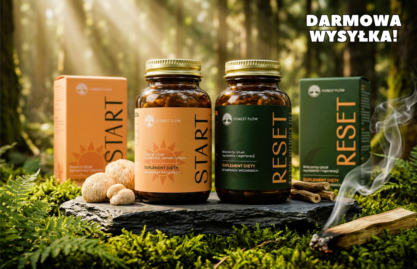 Zestaw Forest Flow: Rytuał Dobowy. START + RESET + Palo Santo Gratis.